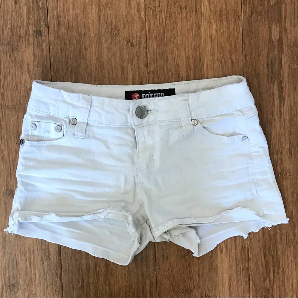 Scissor Girls White Denim Shorts Size 8